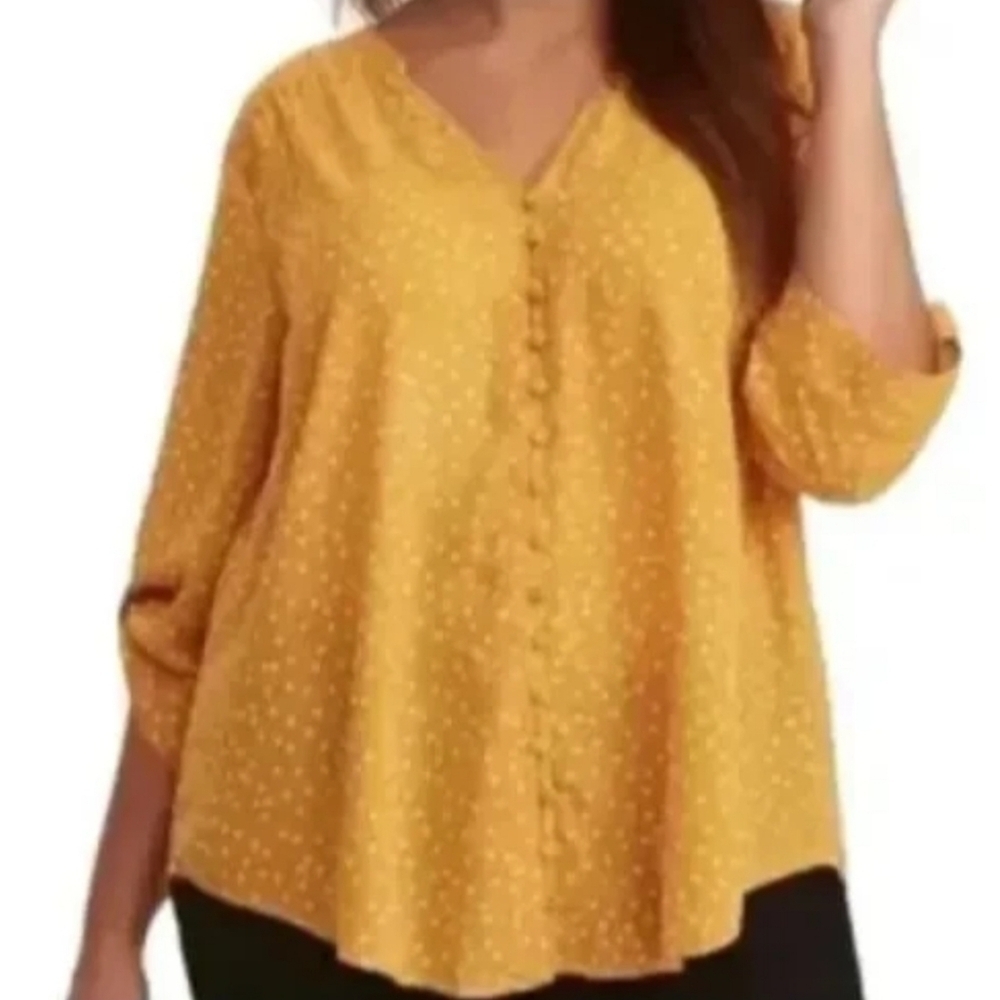 Torrid Harper Polka Dot Blouse‎ Marigold